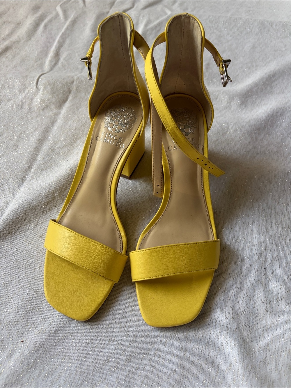 Vince Camuto Bright Yellow Ankle-Strap Block Heels